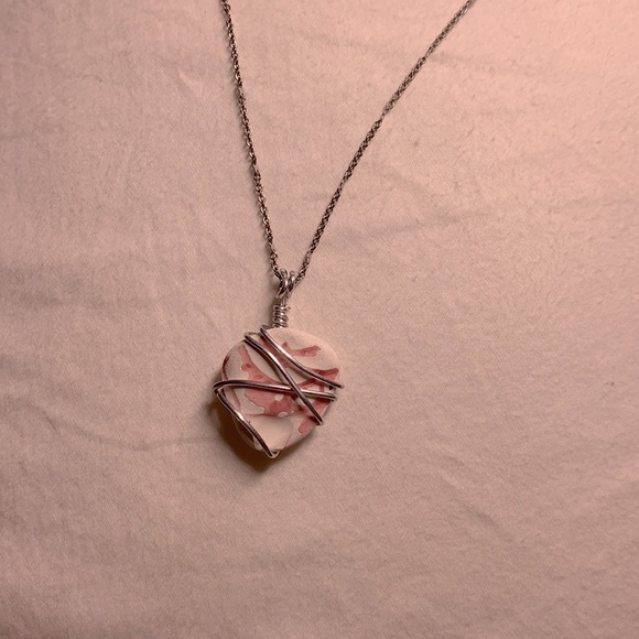 Seaglass/pottery necklace charm - Picture 3 of 3